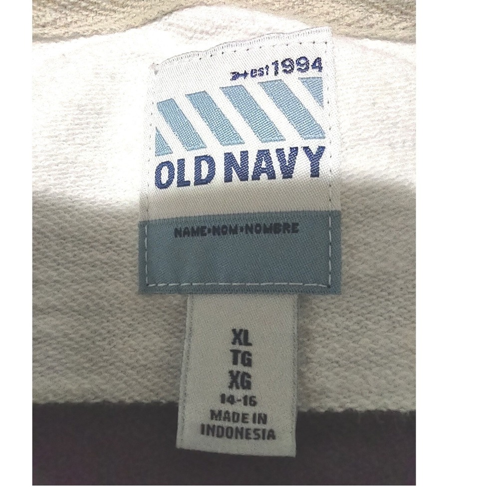 Sweatshirt Old Navy Grey White Striped XL Boys 14-16 Norm Core Streetwear Retro - Picture 5 of 10